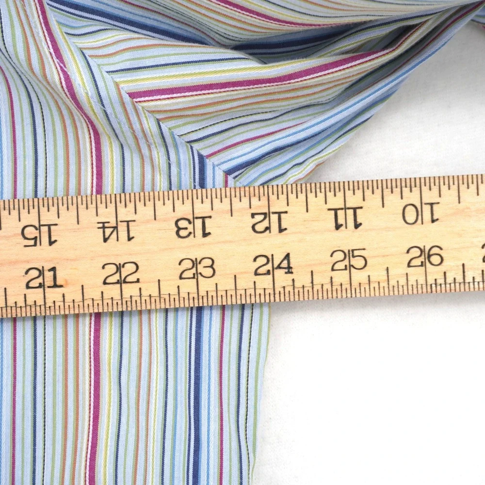 Alan Flusser‎ Men's Medium Multicolor Striped Cotton Button-Down Shirt